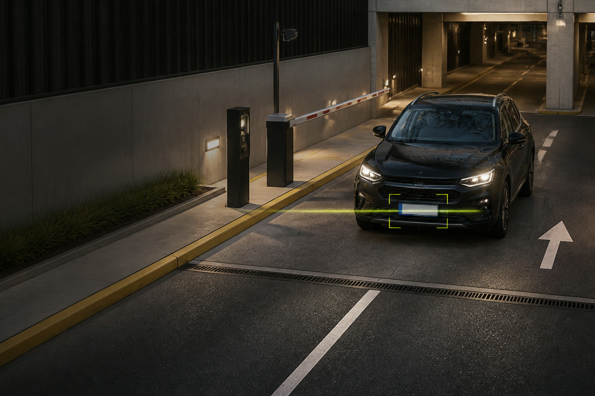 Ilustración de detección de vehículos en un estacionamiento